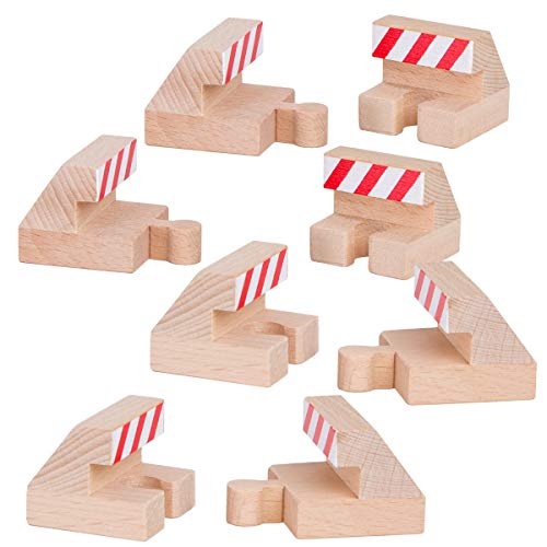 Orbrium 8 Track End Bumper Buffer Stop Set Wooden Railway Fits Thomas Brio Chuggington Melissa Doug Imaginarium (8-Pieces) - Image 1