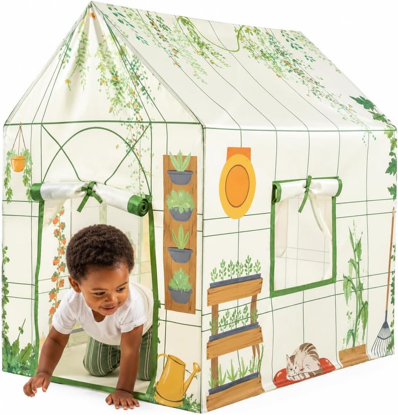 Mookie Activo Indoor Outdoor Greenhouse Play Tent for Kids Playhouse Garden Role Play Tent with Roll Up Doors and Windows Storage Bag - Image 1
