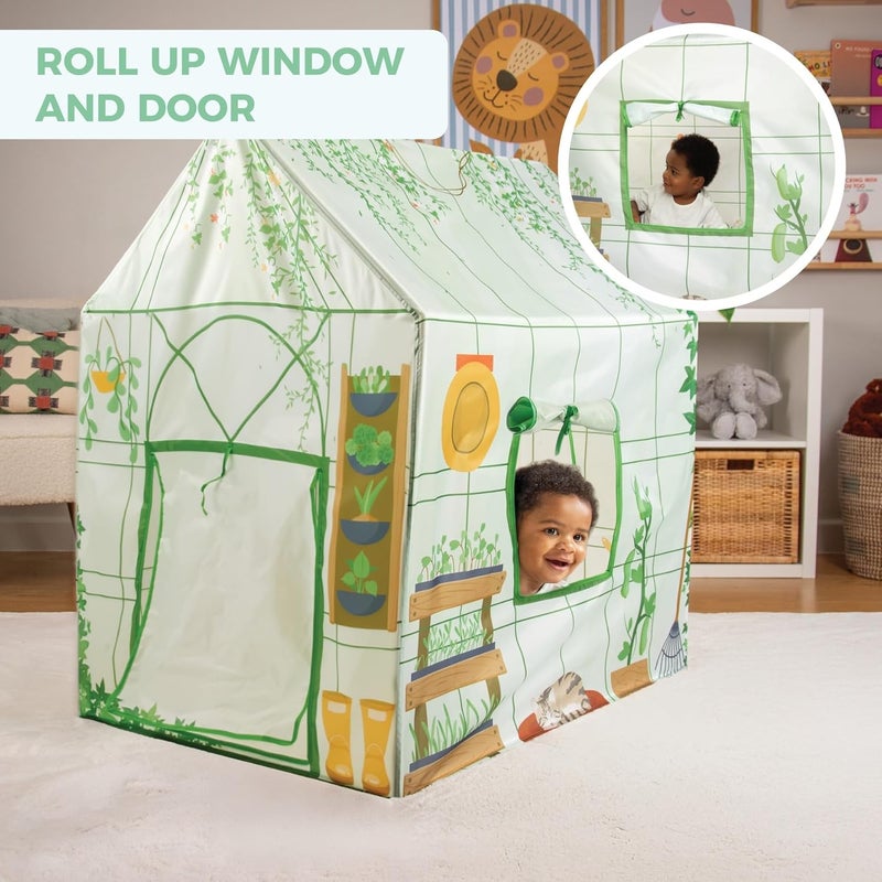 Mookie Activo Indoor Outdoor Greenhouse Play Tent for Kids Playhouse Garden Role Play Tent with Roll Up Doors and Windows Storage Bag - Image 3