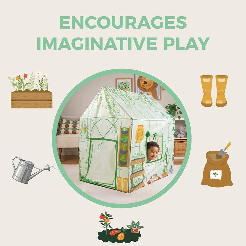 Mookie Activo Indoor Outdoor Greenhouse Play Tent for Kids Playhouse Garden Role Play Tent with Roll Up Doors and Windows Storage Bag - Image 4