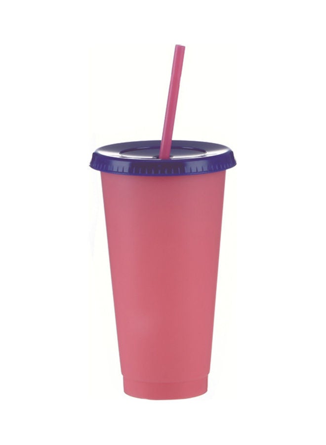 Water Bottle Cup With Lid And Straw Pink