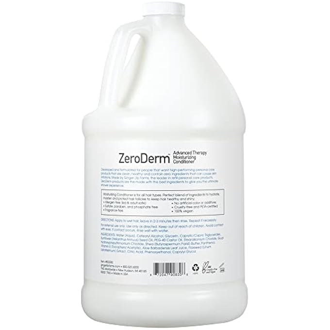 ginger lily farms BOTANICALS ZERODERM ADVANCED THERAPY MOISTURIZING CONDITIONER FOR ALL HAIR TYPES, 100% VEGAN, CRUELTY AND FRAGRANCE FREE, 1 GALLON REFILL, WHITE, UNSCENTED, 128 FL OZ - Image 2