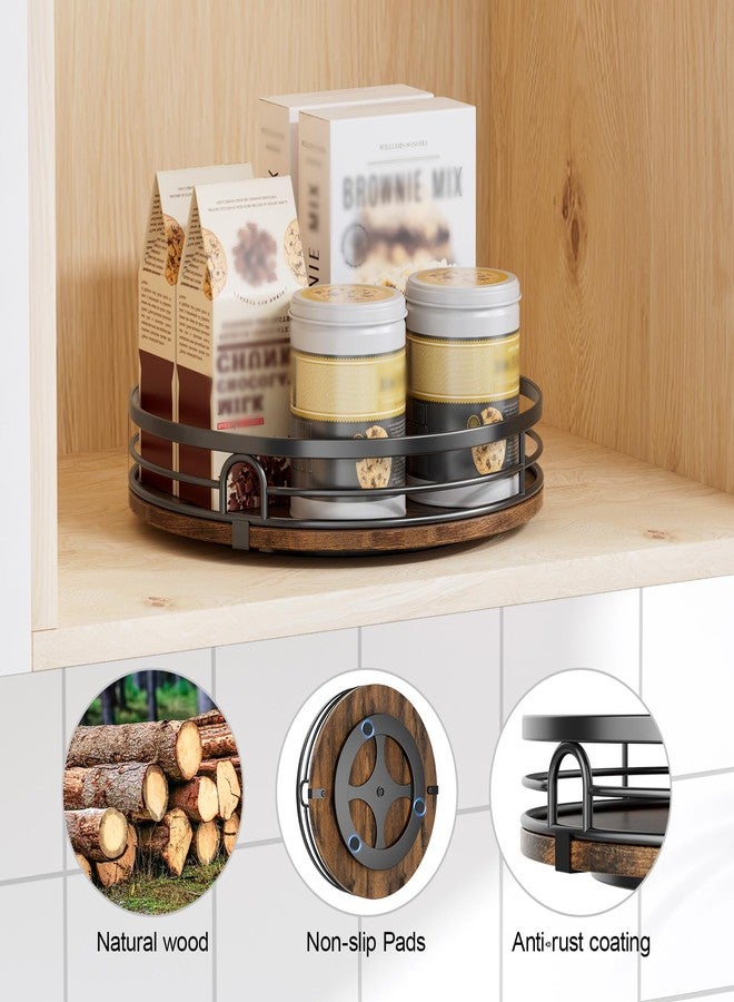 LAMU 9'' Lazy Susan Turntable Organizer for Cabinet, Round Wood Lazy Susan for Table Top, Countertop, Kitchen, Pantry, Spice, Bathroom Vanity, Decor - Image 3