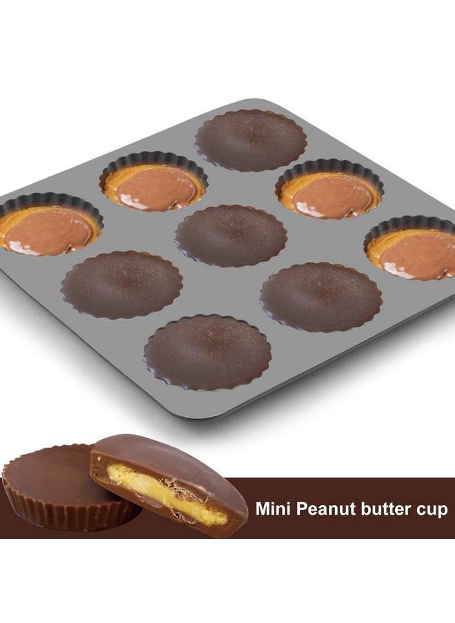 PalkSky Chocolate Almond Peanut Butter Cup Mold (3Pcs) 9 Cup Bite Size Fat Bombs Snack Baking Pan/Mini Silicone Cookie Candy Mold For Brownie Jello Truffle  - Image 4