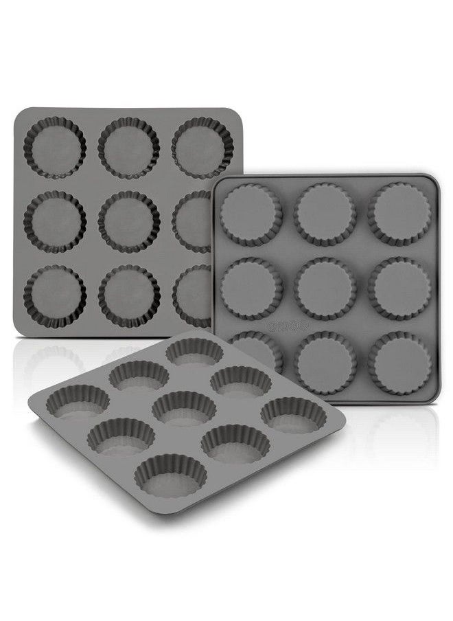 PalkSky Chocolate Almond Peanut Butter Cup Mold (3Pcs) 9 Cup Bite Size Fat Bombs Snack Baking Pan/Mini Silicone Cookie Candy Mold For Brownie Jello Truffle  - Image 2