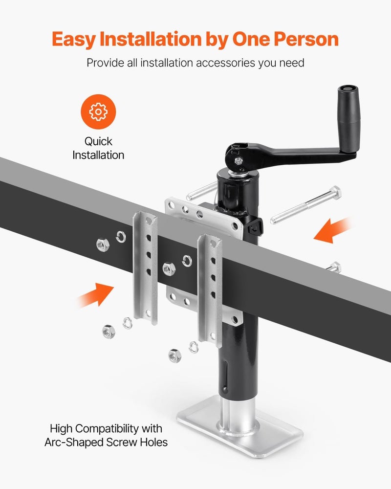 VEVOR Heavy Duty Trailer Jack with 2000 lbs Load Capacity and 10" Swivel Lift for RV, Horse, Utility & Yacht Trailers - Image 3