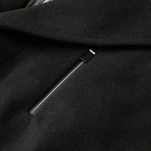 WULFUL معطف شتوي للرجال من وولفول مزيج الصوف بقصة ضيقة ومعطف قصير دافئ مع وشاح صوف ناعم قابل للفصل - Image 4