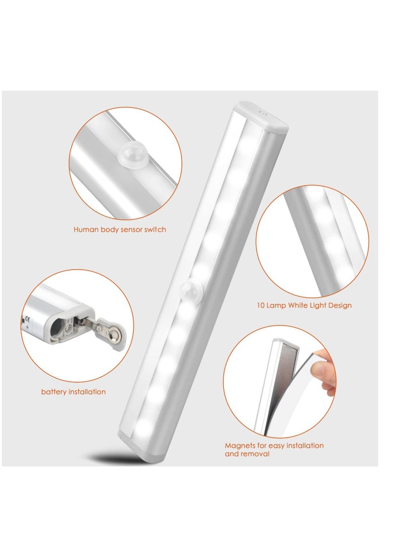 SYOSI Motion Sensor LED Lights, 10 LED Battery Operated Motion Light, Stick On Anywhere Magnetic Night Light Bar for Under Cabinet, Closet, Hallway, Stairway, Wardrobe, Kitchen, Vanity - Image 2