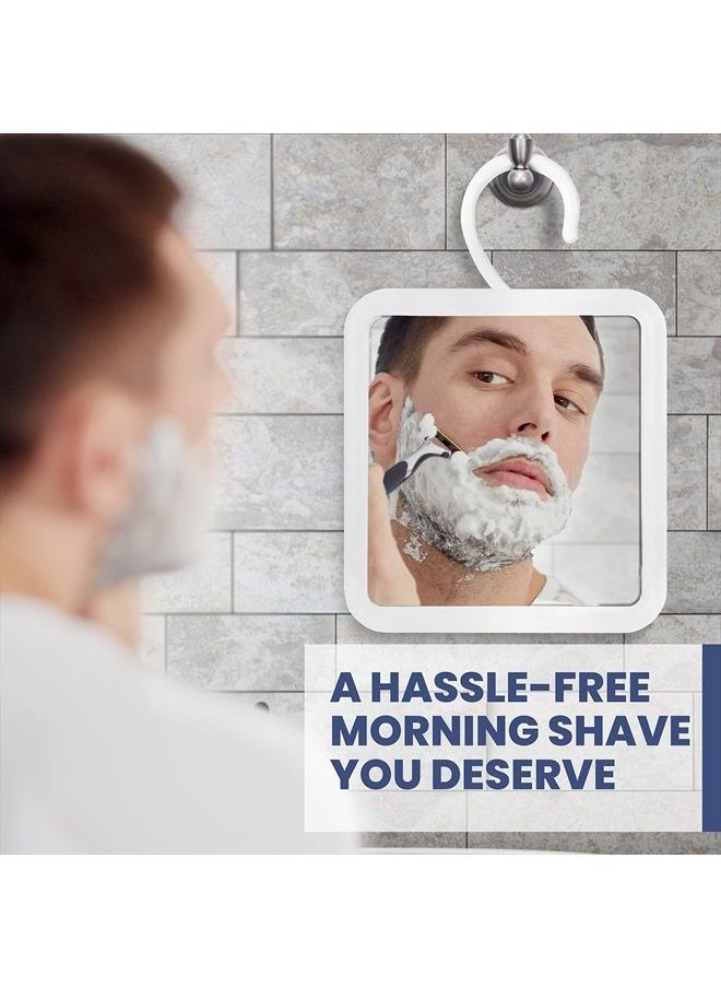 Mirrorvana - Hangable Fogless Shower Mirror for Shaving with 360° Swivel Hook for Hanging - Anti Fog Shatterproof 6.3" x 6.3" Surface - Image 1
