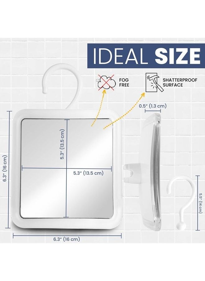 Mirrorvana Hangable Fogless Shower Mirror for Shaving with 360° Swivel Hook for Hanging - Anti Fog Shatterproof 6.3" x 6.3" Surface  - Image 5