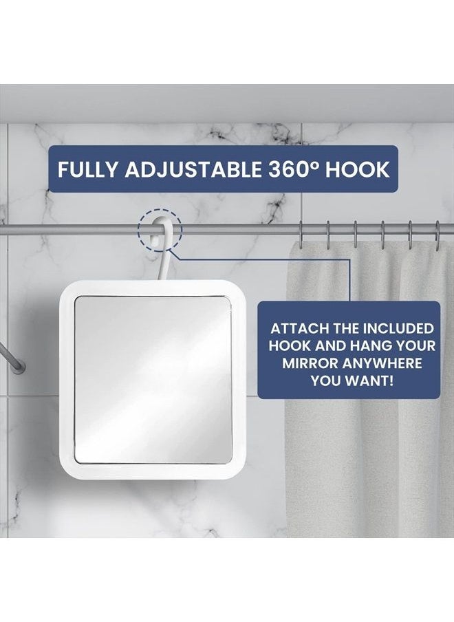 Mirrorvana Hangable Fogless Shower Mirror for Shaving with 360° Swivel Hook for Hanging - Anti Fog Shatterproof 6.3" x 6.3" Surface  - Image 4