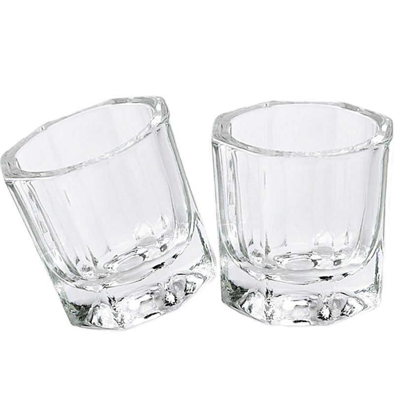 fiezkaa 2 Pcs Clear Nail Dappen Dish Glass Cup for Acetone and Nail Liquid, Small Dampen Dish for Acrylic Nails, Monomer, Powder, Polish Remover - Dapping Dish for Nail Tech, Art - Image 1
