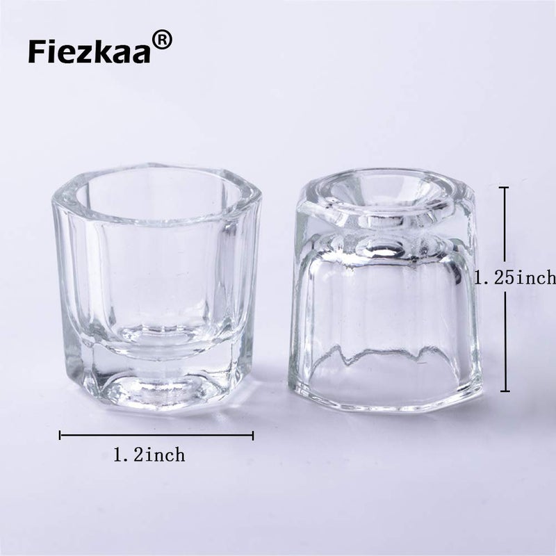 fiezkaa 2 Pcs Clear Nail Dappen Dish Glass Cup for Acetone and Nail Liquid, Small Dampen Dish for Acrylic Nails, Monomer, Powder, Polish Remover - Dapping Dish for Nail Tech, Art - Image 2