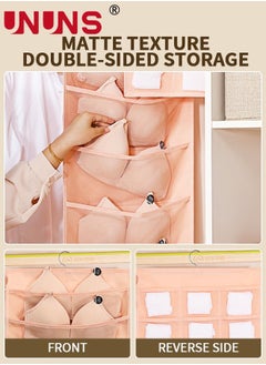 UNUNS Hanging Closet Organizer,3 Pack Dual-Sided Hanging Organizer With Metal Hanger,Wardrobe Mesh Pockets Hanging Storage Bag For Underwear,Stocking,Bra And Sock  - Image 4