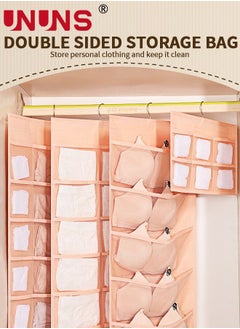 UNUNS Hanging Closet Organizer,3 Pack Dual-Sided Hanging Organizer With Metal Hanger,Wardrobe Mesh Pockets Hanging Storage Bag For Underwear,Stocking,Bra And Sock  - Image 2