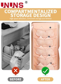 UNUNS Hanging Closet Organizer,3 Pack Dual-Sided Hanging Organizer With Metal Hanger,Wardrobe Mesh Pockets Hanging Storage Bag For Underwear,Stocking,Bra And Sock  - Image 5