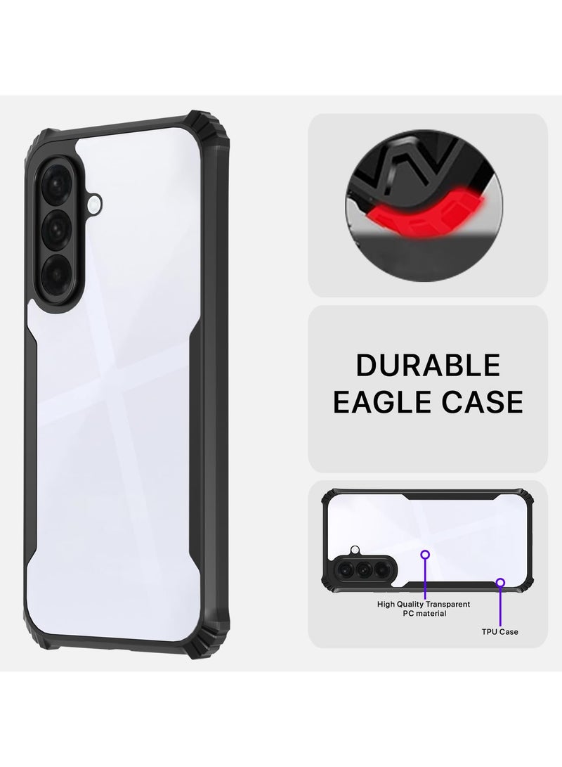 Samsung Galaxy A36 Clear Case Hard PC Back Cover with Shockproof TPU Black Border 360 Degree Impact Resistant non-Yellowing Transparent Cover For Samsung Galaxy A36 - Image 2