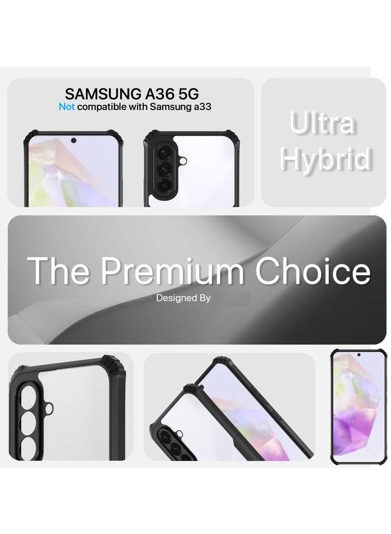 Samsung Galaxy A36 Clear Case Hard PC Back Cover with Shockproof TPU Black Border 360 Degree Impact Resistant non-Yellowing Transparent Cover For Samsung Galaxy A36 - Image 4
