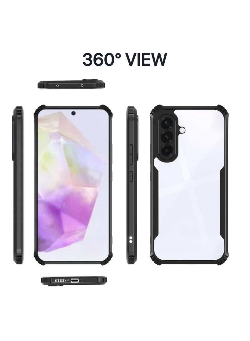 Samsung Galaxy A36 Clear Case Hard PC Back Cover with Shockproof TPU Black Border 360 Degree Impact Resistant non-Yellowing Transparent Cover For Samsung Galaxy A36 - Image 5
