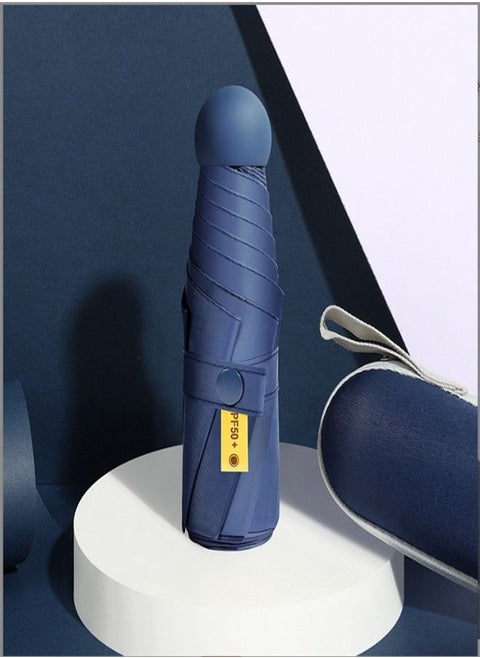 Small Folding Capsule Umbrella Navy Blue