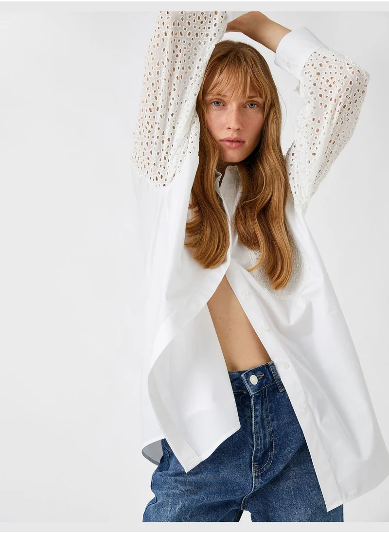 كوتون Oversized Shirt Brode Detail