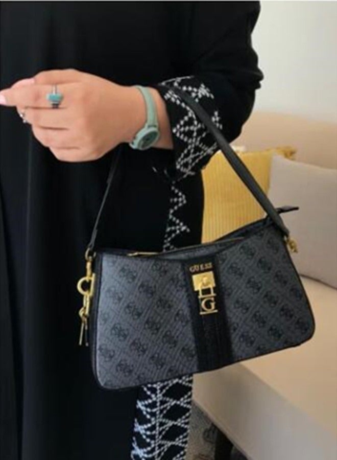 جيس باي مارسيانو حقيبة نسائية مطبوعة بإكسسوارات معدنية معلقة وحزام كتف بسحاب 30 سم × 18.5 سم × 8 سم - Image 4