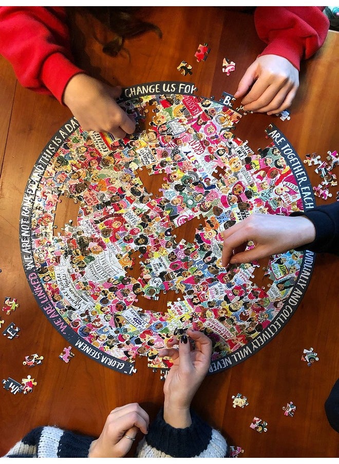 eeboo Piece And Love Women March! 500 Piece Round Circle Jigsaw Puzzle Puzzle For Adults And Families Glossy Sturdy Pieces And Minimal Puzzle Dust  - Image 4