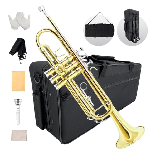 YoungMonic Bb Standard Trumpet Set for Beginners or students trumpet instrument with Carrying Hard Case 7C Mouthpiece Cleaning Cloth Gloves - Image 1