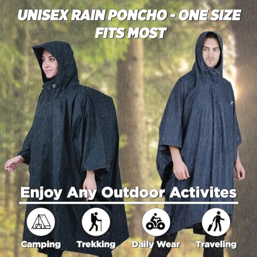 ROCKSPORT Unisex Waterproof Raincoat for Men and Women - Freesize, Lightweight, Reusable & Packable Hooded Rain Poncho, Pocket Packing Design (Free Size, Black) - Image 5