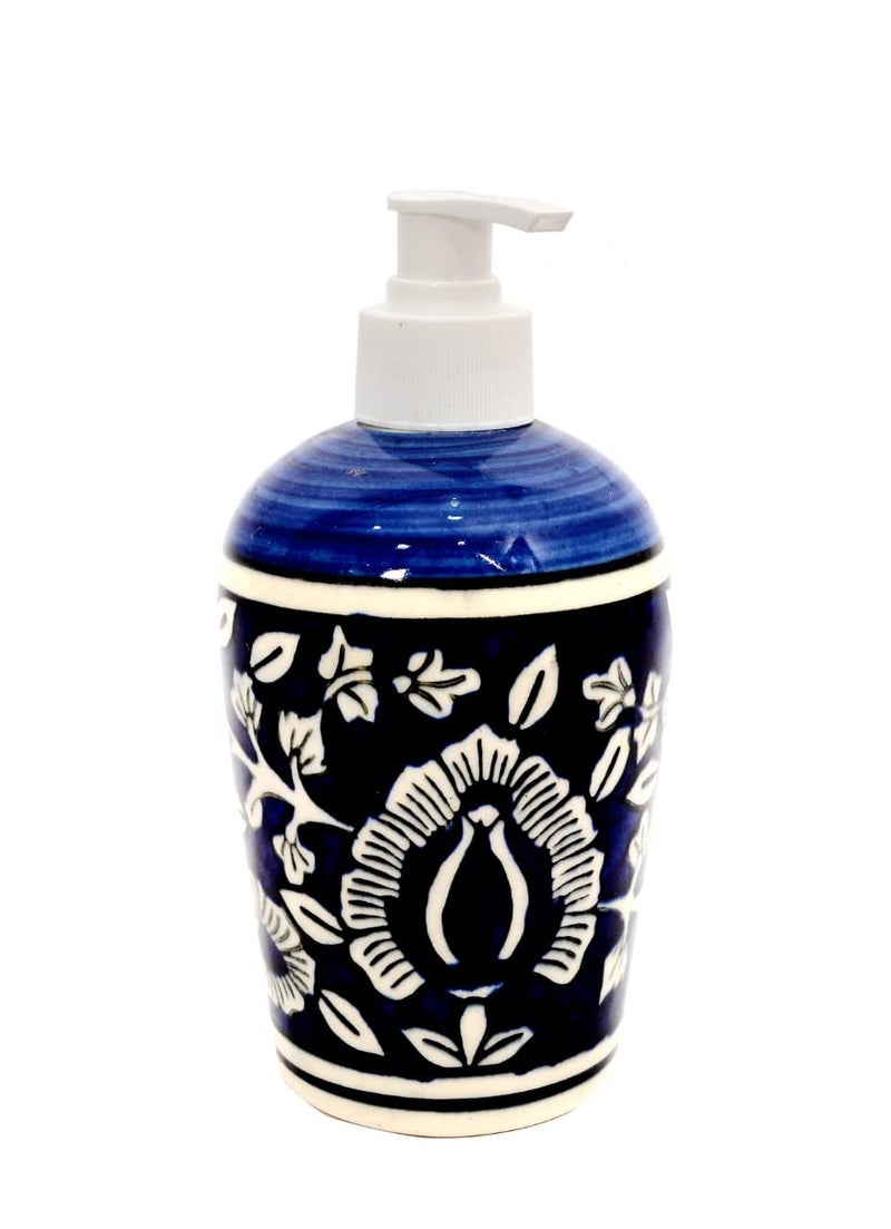 Skywalk Hand Painted Ceramic Liquid Soap Dispenser for Bathroom and Kitchen 250 ml