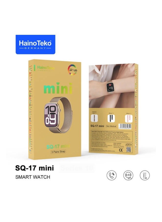 Haino Teko HainoTeko SQ-17 Mini Smart Watch AMOLED Display with 3 Interchangeable Straps Designed for Ladies Gold  - Image 5
