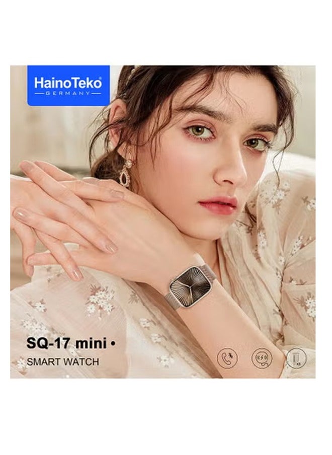 Haino Teko HainoTeko SQ-17 Mini Smart Watch AMOLED Display with 3 Interchangeable Straps Designed for Ladies Gold  - Image 4