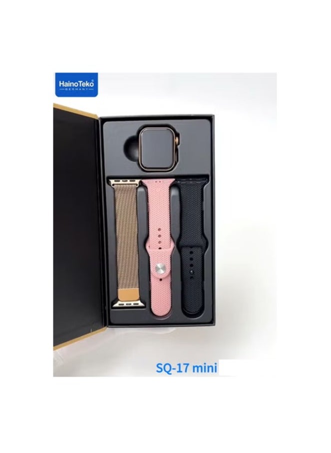 Haino Teko HainoTeko SQ-17 Mini Smart Watch AMOLED Display with 3 Interchangeable Straps Designed for Ladies Gold  - Image 3