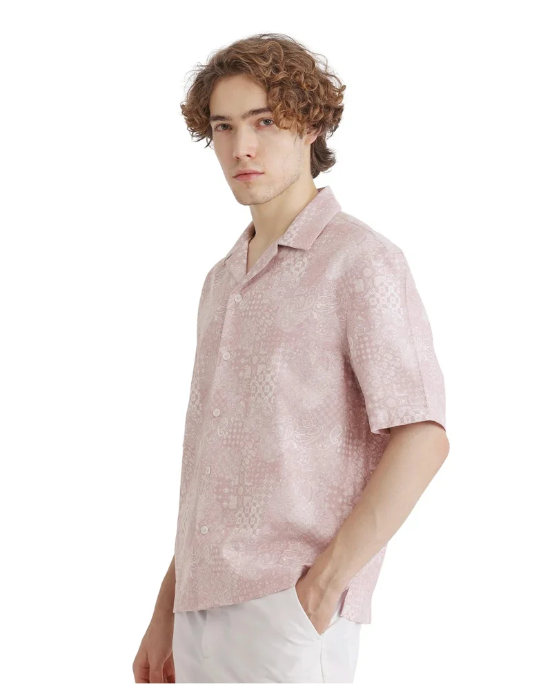 Rare Rabbit Men's Cuban Collar Boxy Fit Shirt