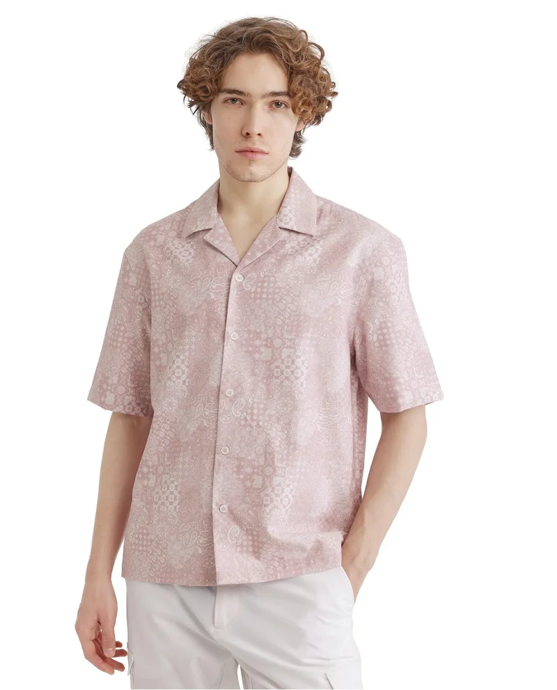 Rare Rabbit Men's Cuban Collar Boxy Fit Shirt