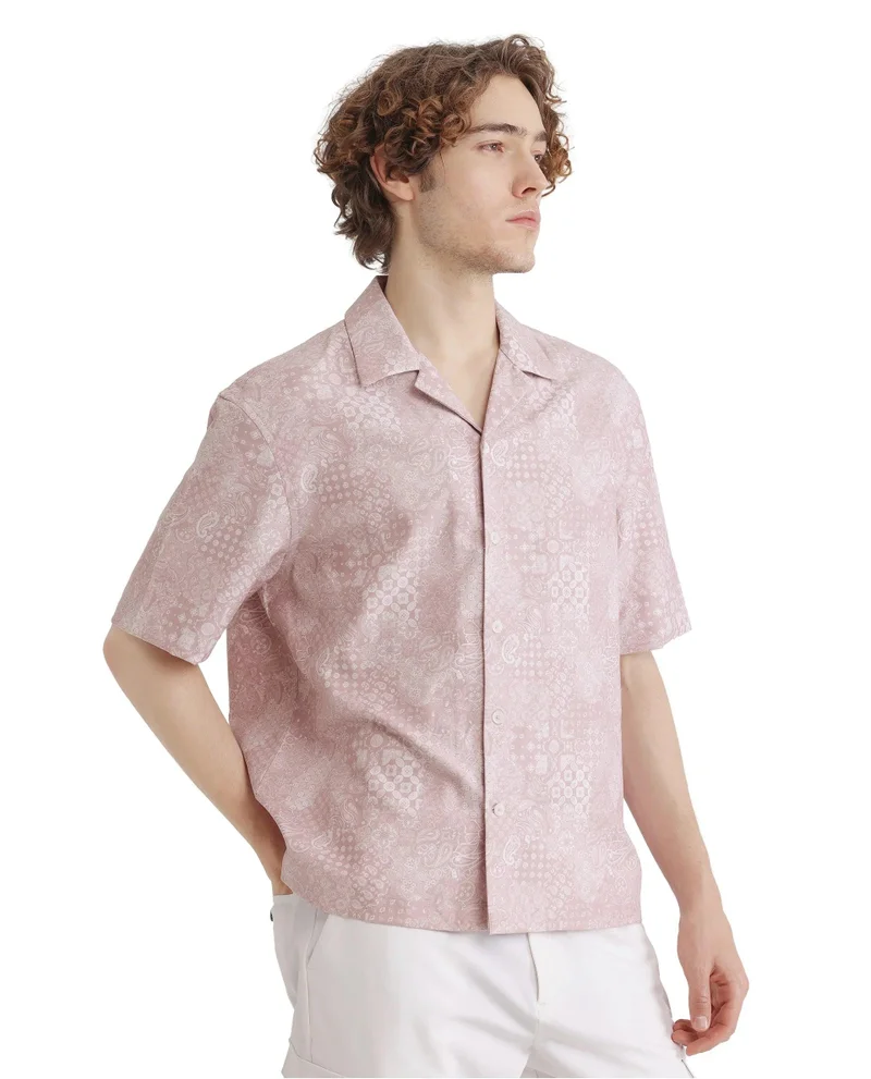 Rare Rabbit Men's Cuban Collar Boxy Fit Shirt