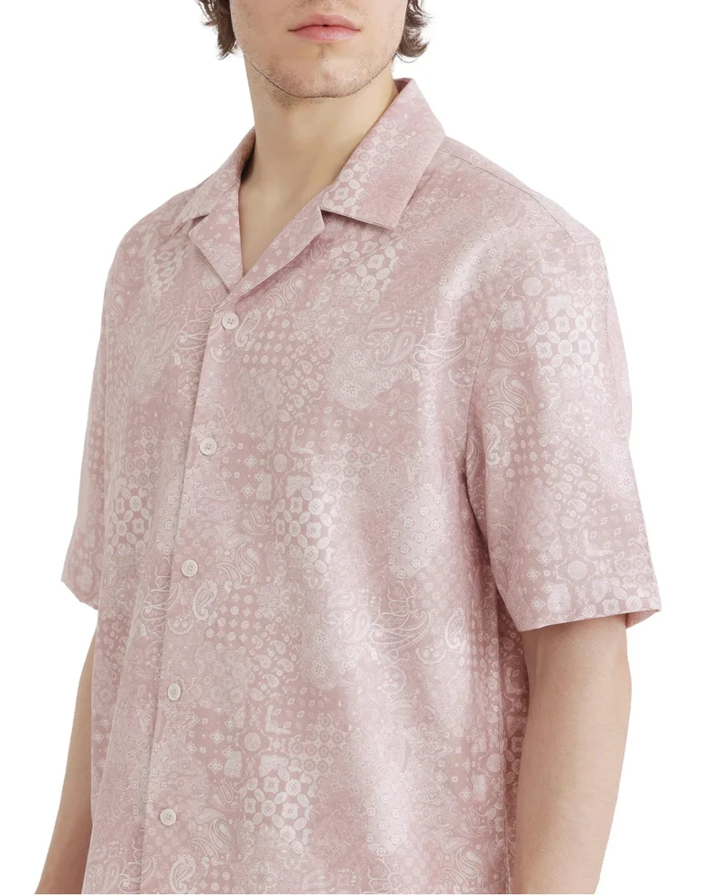 Rare Rabbit Men's Cuban Collar Boxy Fit Shirt