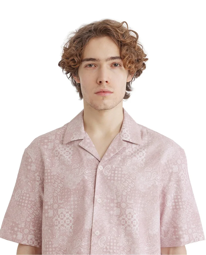 Rare Rabbit Men's Cuban Collar Boxy Fit Shirt