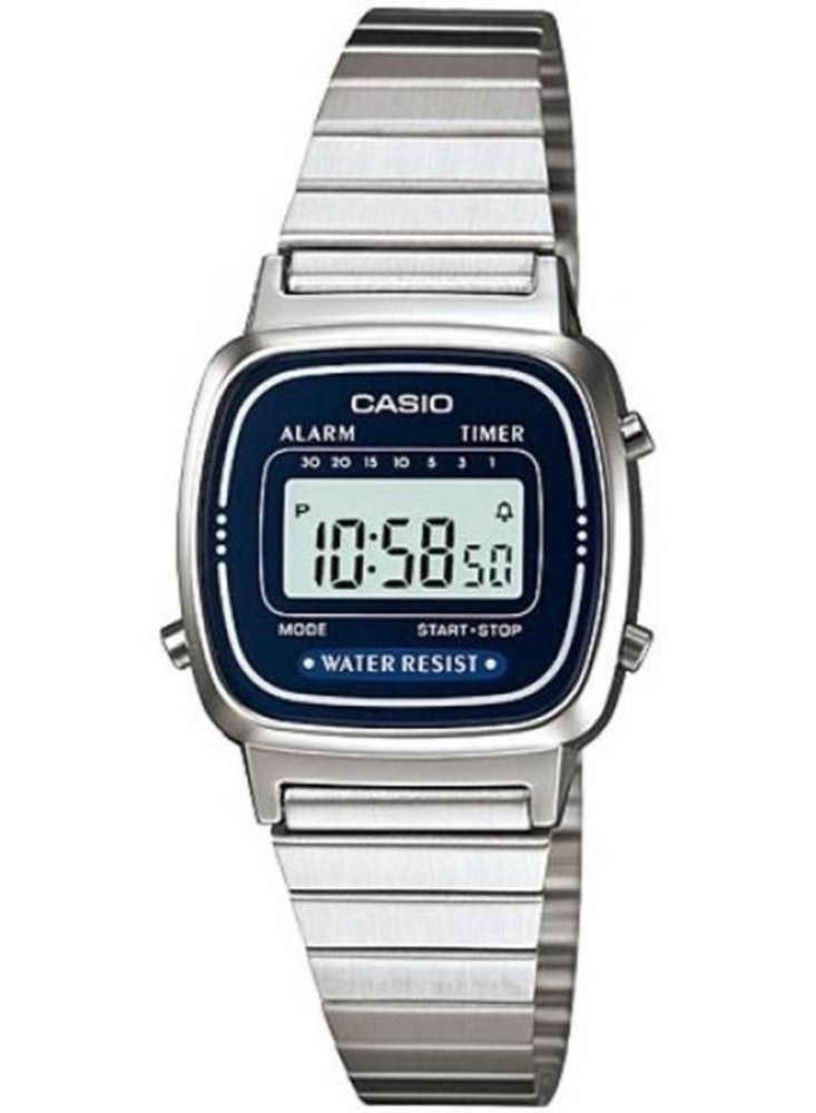 CASIO Vintage Digital Women’s Watch LA670WA‑2DF, 30.3  mm Blue Dial, Resin/Chrome Plated Case & Stainless Steel Band, Water Resistant - Image 5