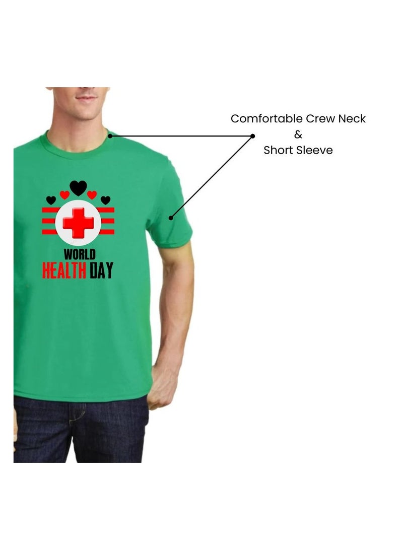 Men's World Health Day T-Shirt-100% Cotton Fabric|Short Sleeve Tshirt|Round Neck Tshirt For Mens|Ideal For World Health Day Celebrations