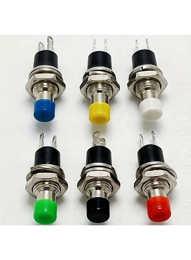 6 مجموعات ألوان 6 قطع مفاتيح ضغط لحظية صغيرة 7 مم 2 دبوس إعادة ضبط تلقائية للاستخدام في الصناعات الكهربائية والسيارات - Image 1