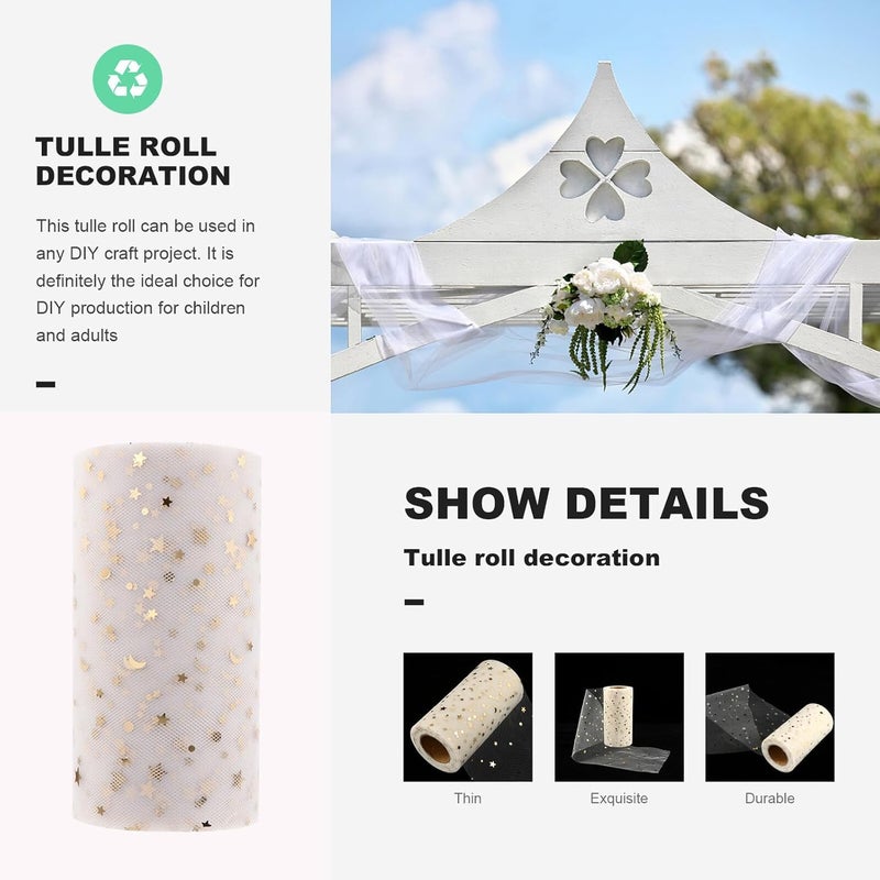Lurrose Beige Sequin Mesh Tulle Strip for Table and Chair Decor, Delicate Wrapping Gauze Fabric for Christmas and Wedding Decorations - Image 3