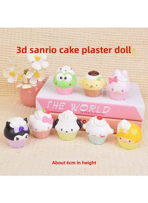 # Sanrio Plaster Doll Painted Diy Handmade Three-dimensional Painted Graffiti White Embryo Small Size Doll Painted Gigi-Color:Sanrio Model B [pack Of Eight] With Paint