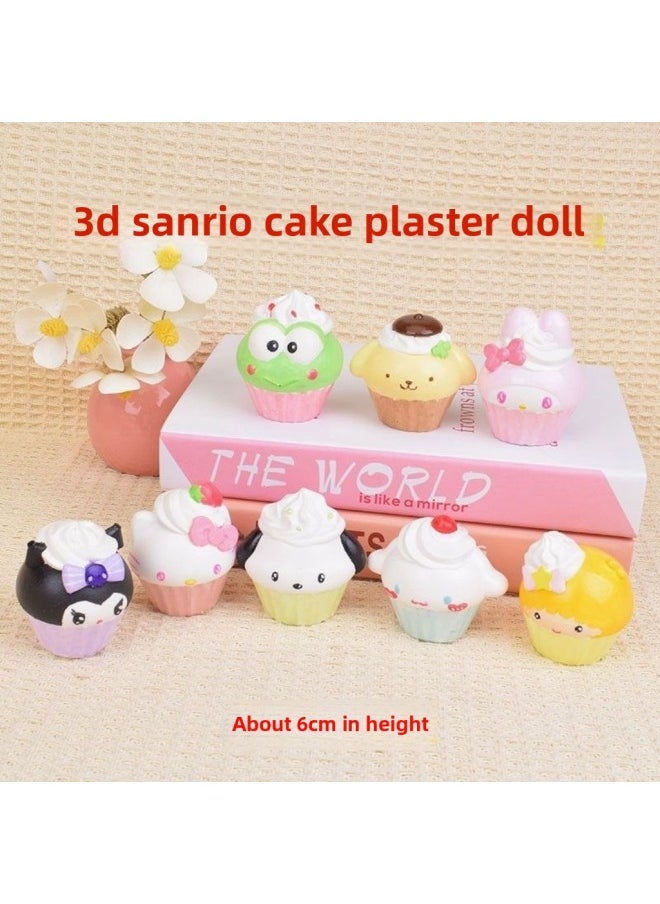null - # Sanrio Plaster Doll Painted Diy Handmade Three-dimensional Painted Graffiti White Embryo Small Size Doll Painted Gigi-Color:Sanrio Model B [pack Of Eight] With Paint - Image 1