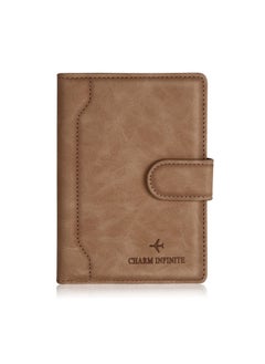 Passport Holder Cover, Leather RFID Travel Wallet Case Organiser with RFID Blocker, Passport Cover for Passport, Business Cards, Credit Cards, Boarding Passes (Brown)