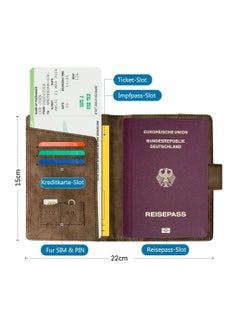 SYOSI غطاء حامل جواز السفر، منظم حافظة محفظة جلدية للسفر RFID مع مانع RFID، غطاء جواز السفر لجواز السفر، وبطاقات العمل، وبطاقات الائتمان، وبطاقات الصعود إلى الطائرة (بني)  - Image 4
