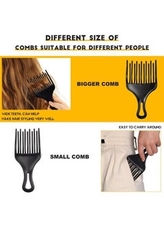Patelai 2 Pieces Hair Pick Afro Comb Double Fist Pick Large and Small Plastic Afro Pick Comb Detangle Wig Braid Pick Hair Lift Comb Hair Styling Tool for Women Men (3.8 x 7 Inch, 2.6 x 6.4 Inch)  - Image 2