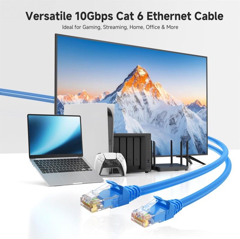 Cable Matters 10Gbps Snagless Long Cat 6 Ethernet Cable - 100ft, Cat 6 Cable, Cat6 Cord, Ethernet Cord, Blue - Image 2