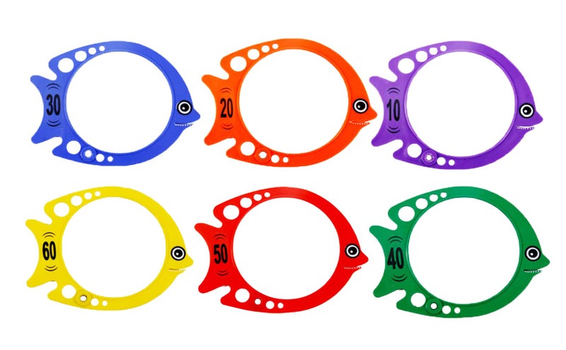 Fitfix® Pool Diving Fish for Play Fun Games Kids Diving Verticle Swimming Skills Improvement and Hand Eye Coordination Training/Coloured Numbered Diving Vertical Fish - Set of 6 Made in India - Image 1