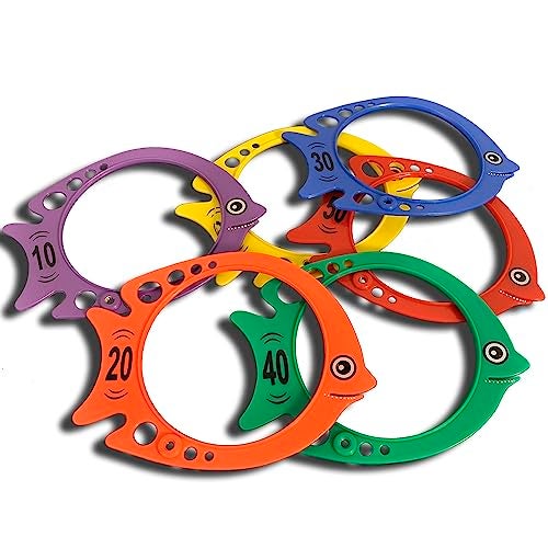 Fitfix® Pool Diving Fish for Play Fun Games Kids Diving Verticle Swimming Skills Improvement and Hand Eye Coordination Training/Coloured Numbered Diving Vertical Fish - Set of 6 Made in India - Image 5